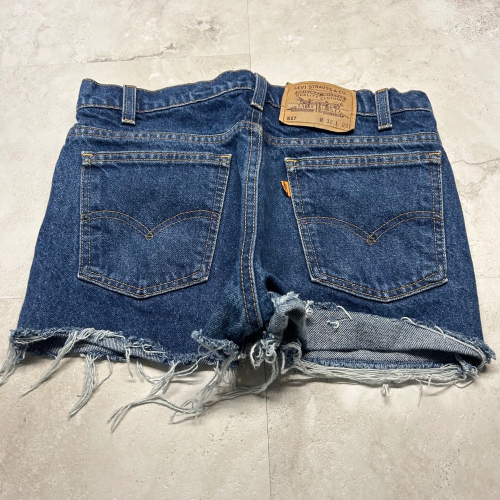 Levi's 517 Vintage 90s Orange Tab Dark Wash Women Size 10 Cut Off Denim Shorts